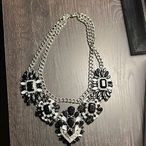 Elegant Black and Silver Statement Necklace